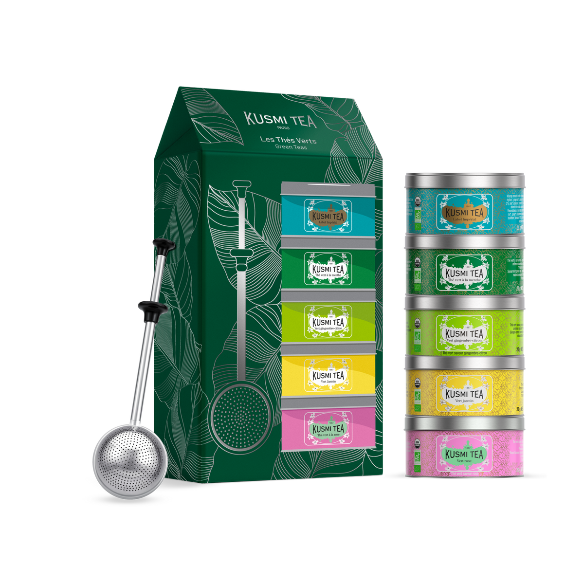 Geschenkset Grüner Tees Bio mit Teesieb