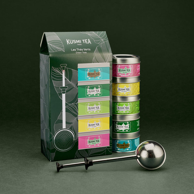 Geschenkset Grüner Tees Bio mit Teesieb